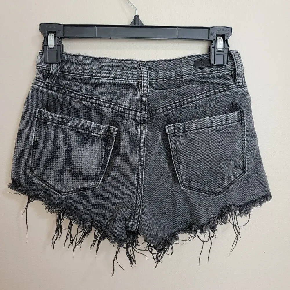 BlankNYC Black Distressed The Barrow Vintage High Rise Shorts Size 24
